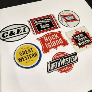 Central and Northern set of 7 Post Cereal Railroad Heralds (tins)